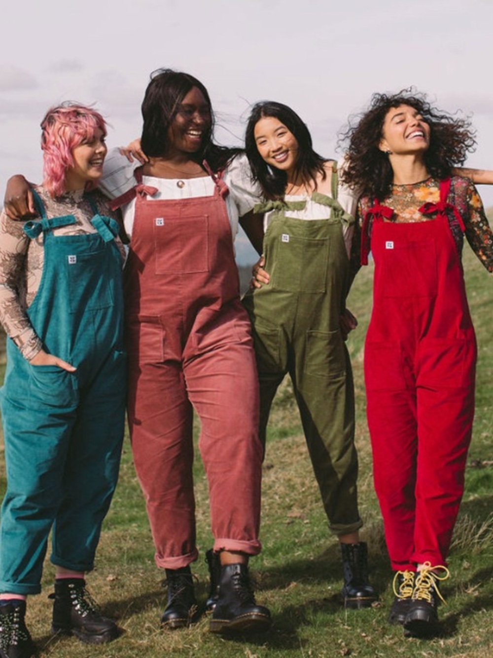 Lucy & Yak Rose Red micro Corduroy Overalls Jumpsuit 2